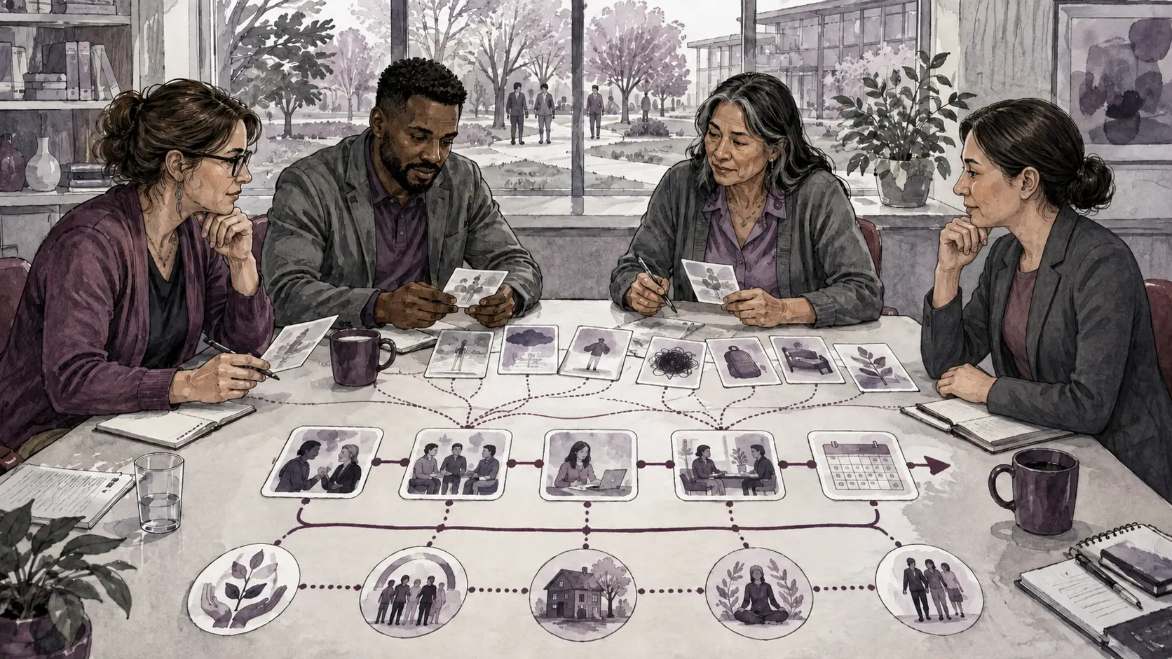 Multidisciplinary team connecting behavioral information to support, safety and follow-up actions