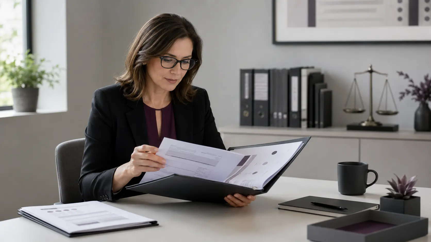 Forensic psychologist reviewing case records for a competency-to-stand-trial evaluation
